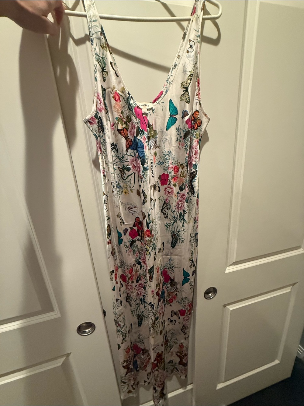 L’AGENCE Akiya Butterflies Midi Maxi Dress Sz Large NWT - Picture 3 of 6